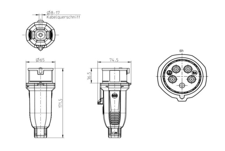 Stickpropp NEO 5P 16A ritning